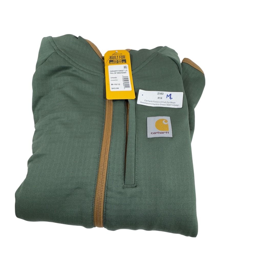 Carhartt Forge Kids Green‎ Fleece Lined Hoodie Jacket Size Large NEW MSRP:$44